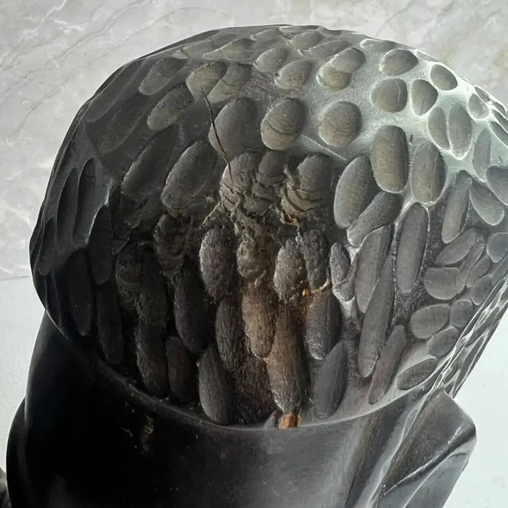 Vintage African Hand Carved Ebony Wood Head Sculptures 10.5